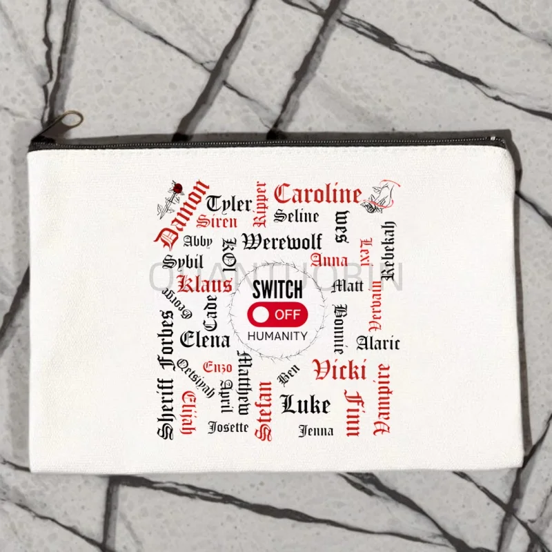 Damon Salvatore The Vampire Diaries Ian Somerhalder Graphics Print Canvas Bag New Lipstick Perfume Cosmetic Bag Organizer Office