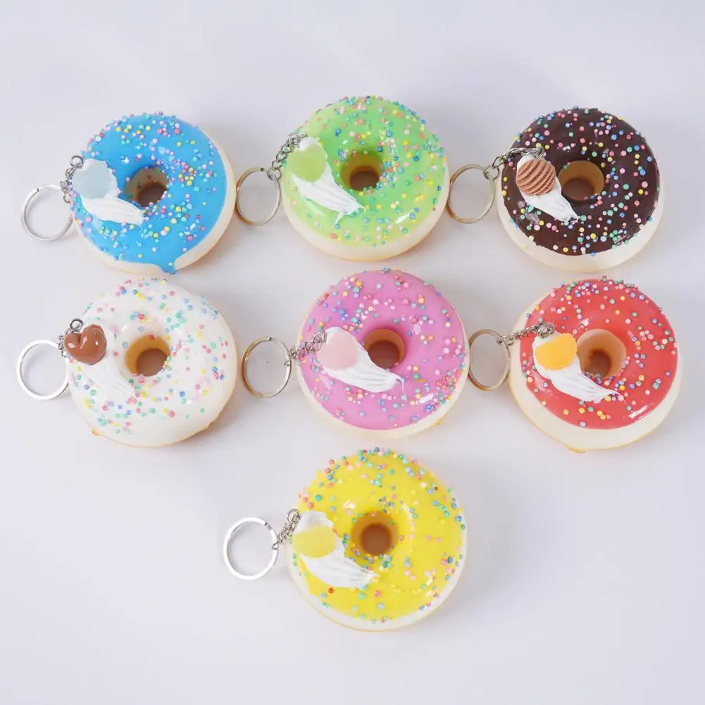 Portable Decompressor Keychain Keychain Pendant Donut Shape Stress Relief Toy Soft Elastic Squeeze Fidget Quick Rebound Pvc