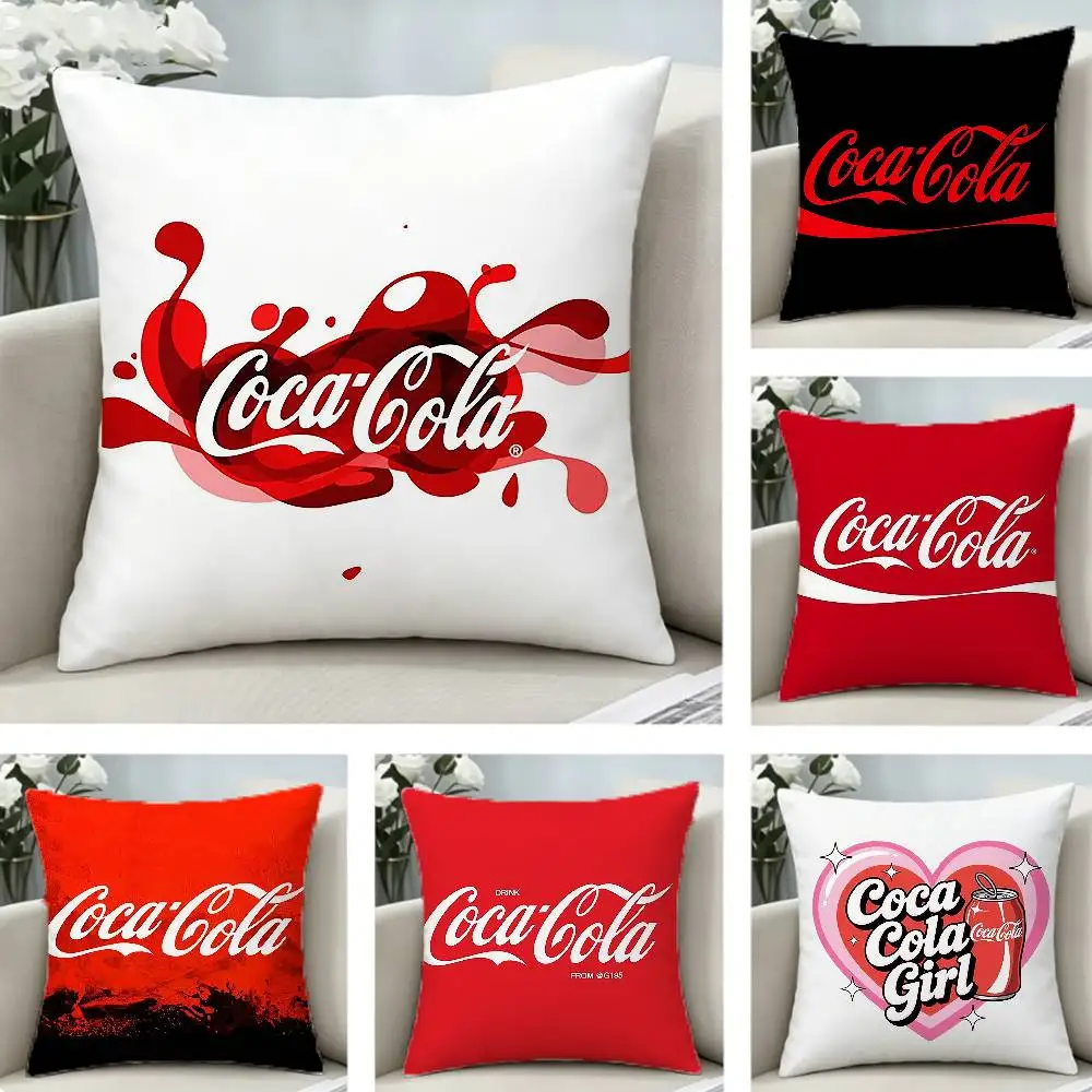 

C-Coca C-cola V-Vintage Logo Pillow Case Pattern Printed Pillowcase For Living Room Sofa Cushion Cover