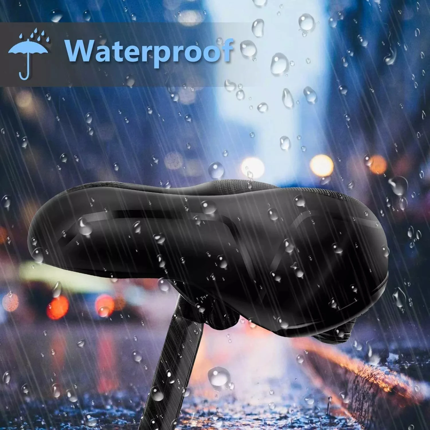 

Widened Hollow Breathable Bike Saddle With Rear Light Soft Shock Absorb Seat Mountain Bicycle Accessory