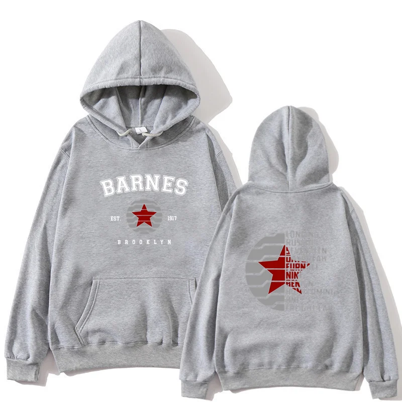 Herbst-Winter Retro Bucky Barnes 1917 Soldatenmode, vorne und hinten bedrucktes Muster, Sport- und Freizeit-Hoodie, Sweatshirt, Oberteil – Detail 2