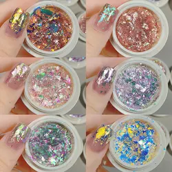 6Colors Unicorn Holographic Glitter Nails Flakes Shiny Opal Chrome Nail Art Powder Irregular Mermaid Sequins Nail Art Decoration