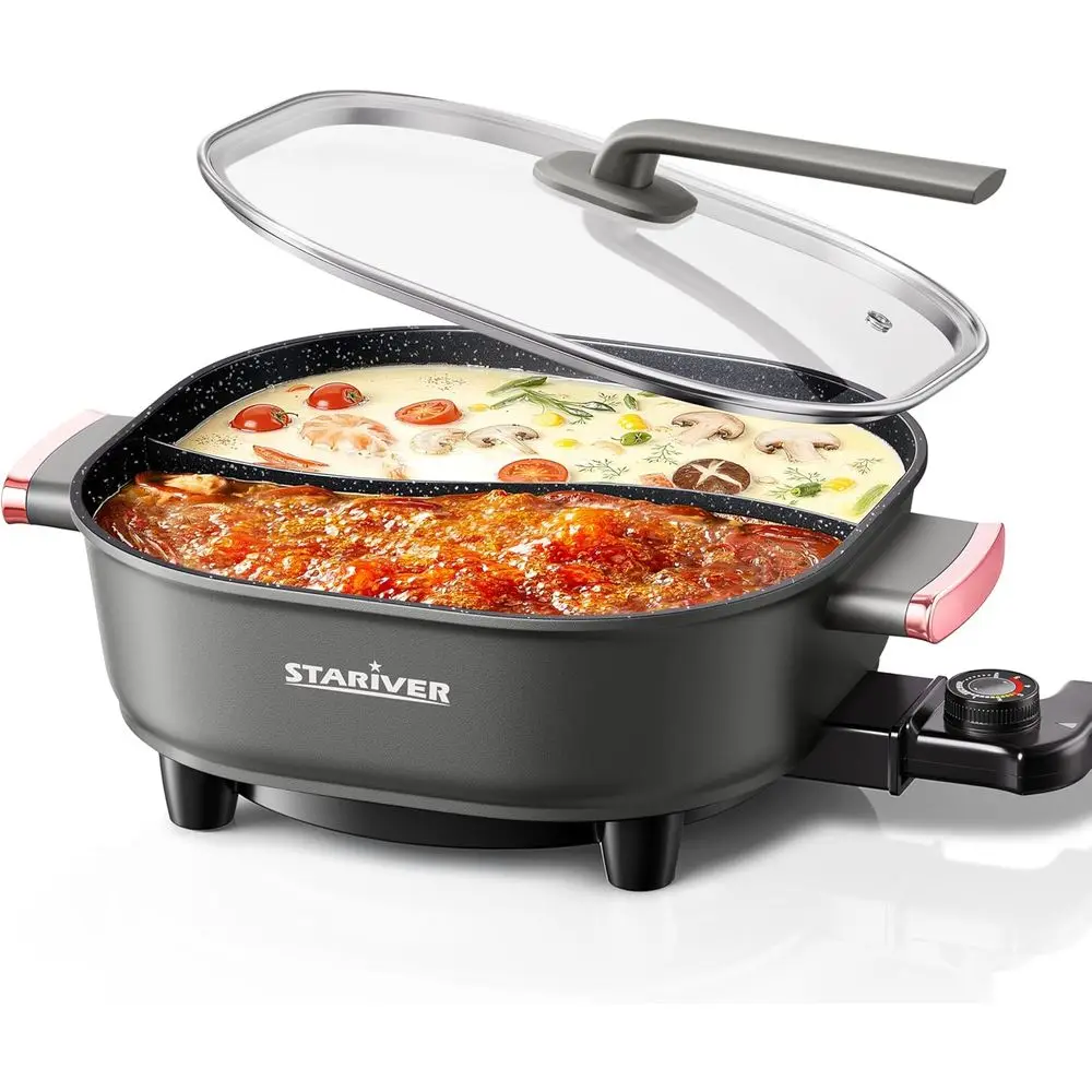 

Электрическая кастрюля-хотпот 6 л с разделителем, 1300 Вт, два вкусовых режима, 5 температурных настроек, антипригарное покрытие - идеально подходит для семейных встреч