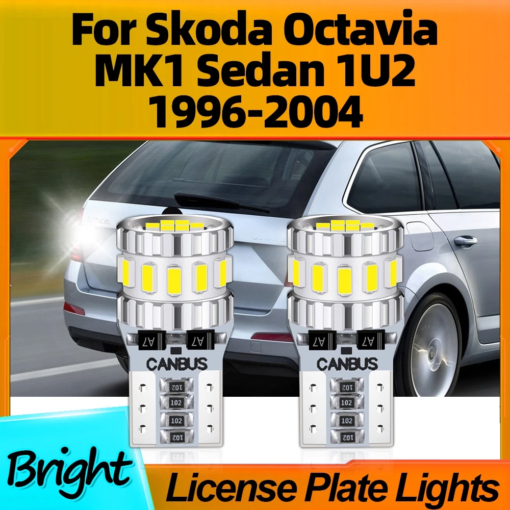 

2PCS Auto Car LED License Plate Lights Lamp Super Bright For Skoda Octavia MK1 Sedan 1U2 1996 1997 1998 1999 2000 2001 2002-2004