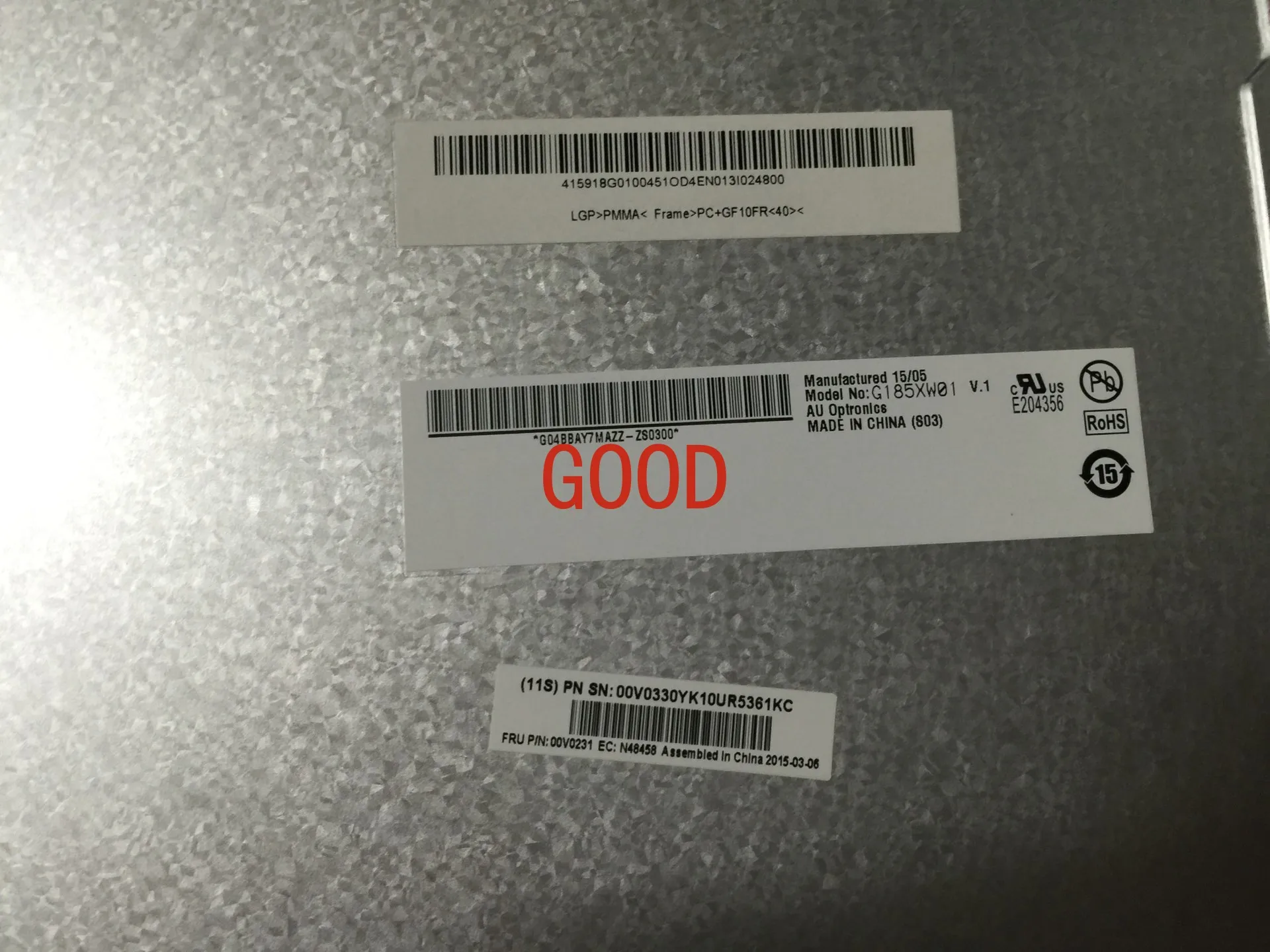 G185XW01 AUO Schermo LCD da 18,5 pollici G185XW01 V1 V2