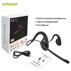Handsfree Bluetooth Air Conduction Earphones With Noise Cancelling Boom Microphone Business Open Ear Headphone for Driver Office