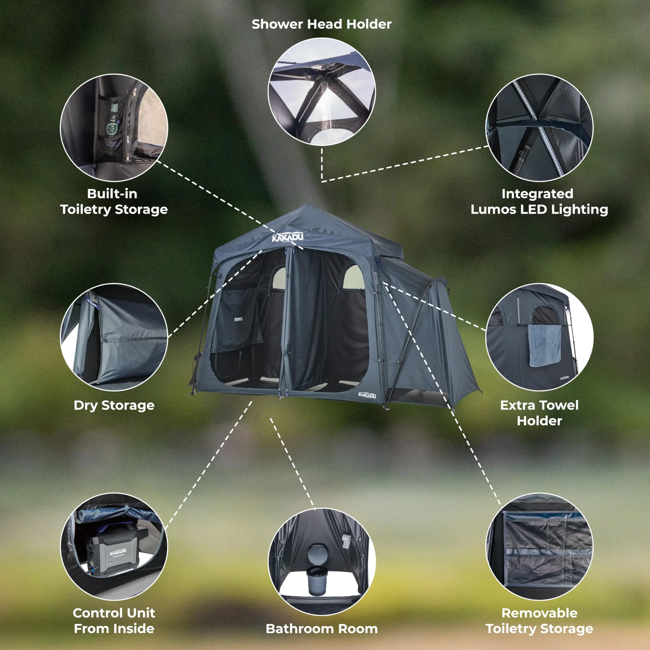 Kakadu Outback Shower Tent Deluxe, Triple Room Portable Privacy Shelter, Outdoor Camping Toilet Tent, Changing Room