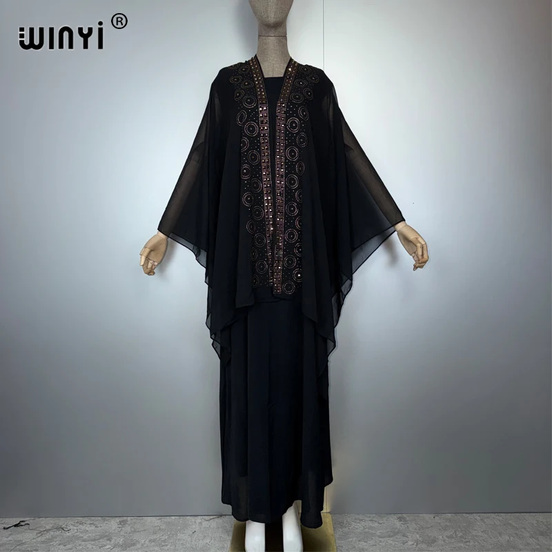 WINYI muslim woman dresses long down kaftan party Dress two-piece suit Female loose holiday abaya dubai luxury fall Caftan