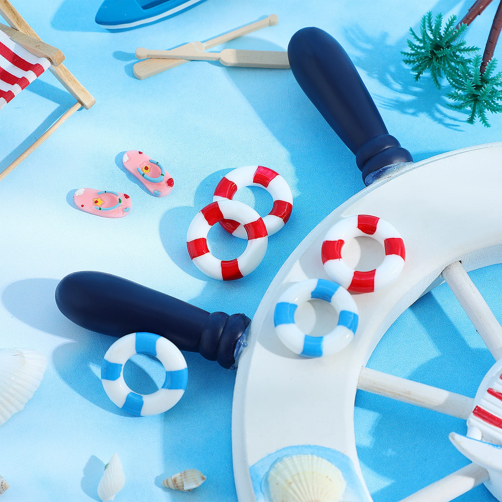 

10Pcs Micro Landscape Swim Ring Durable Resin Life Buoy Decoration Nautical Theme Micro Landscape Life Ring Miniature Ornaments