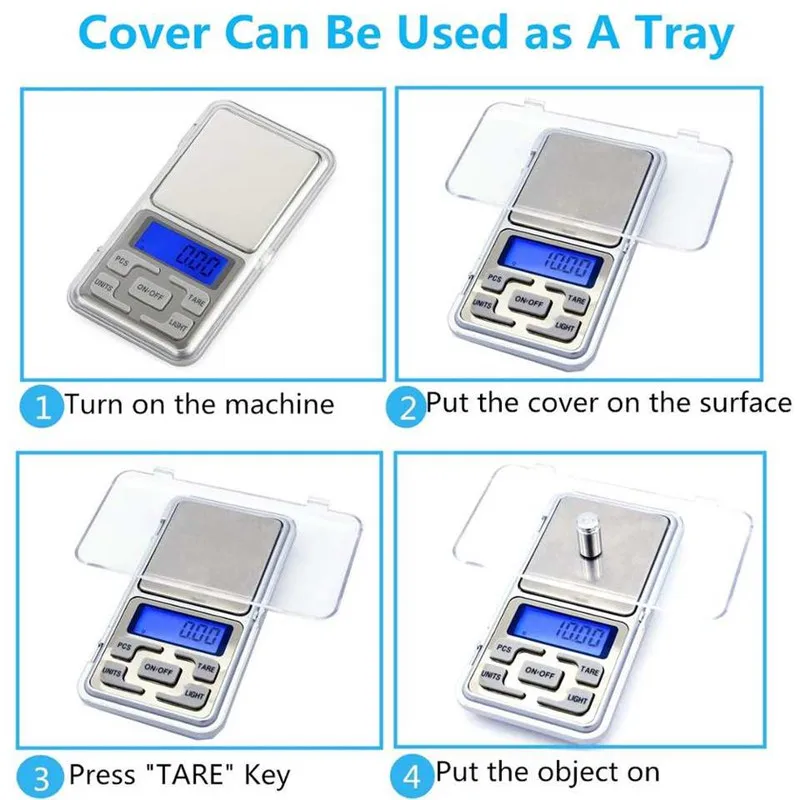 Pocket Scale Digital Gram Food Jewelry Ounces/Grains Scale With Backlit LCD Precision 500g 0.01g 0.1g Mini Scale for Travel