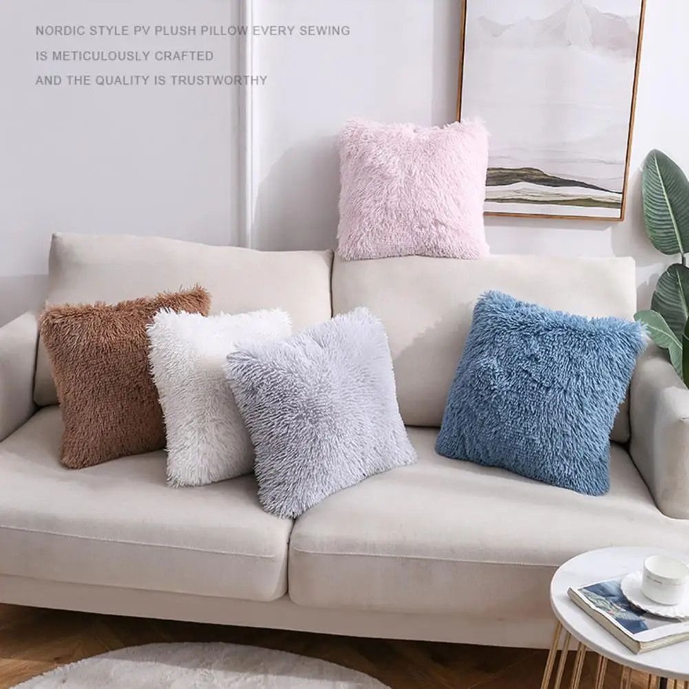 Fluffy Pillow Covers Decorative Decorative Fluffy Plush Cushion Cover Exquisite Ornamental Shaggy Pillow Cover for Home