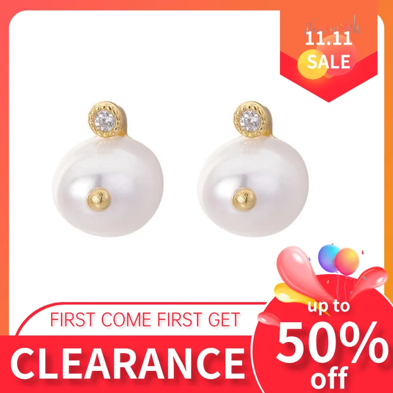 

GEEZENCA Natural Baroque Freshwater Pearl 925 Sterling Silver Small Stud Earrings Clearance Limited Stock First Come First Get
