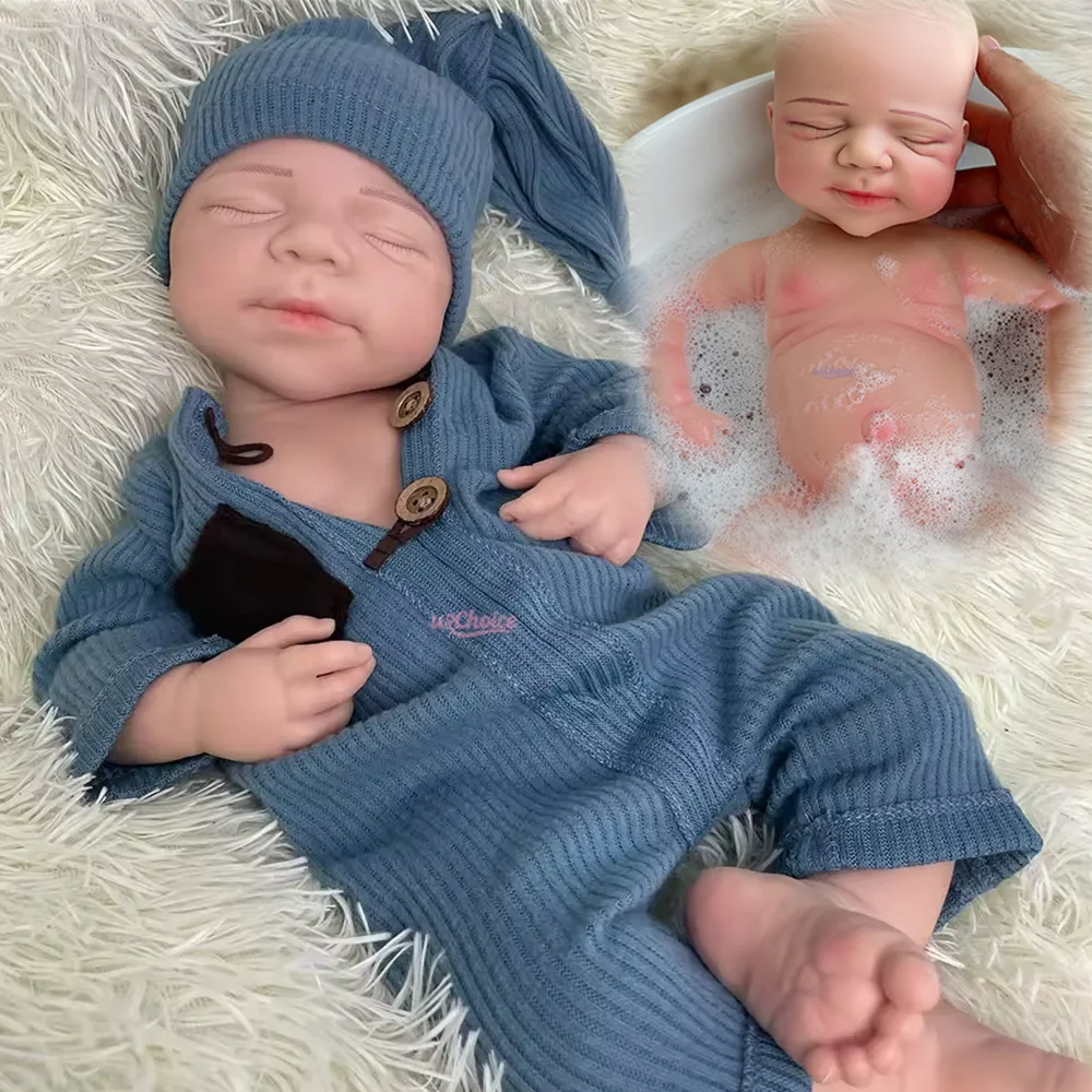 

19" Handcrafted Reborn Baby Doll Realistic Face Closed Eyes Silicone Newborn Boy For Doll Enthusiasts Artist Christmas Gifts