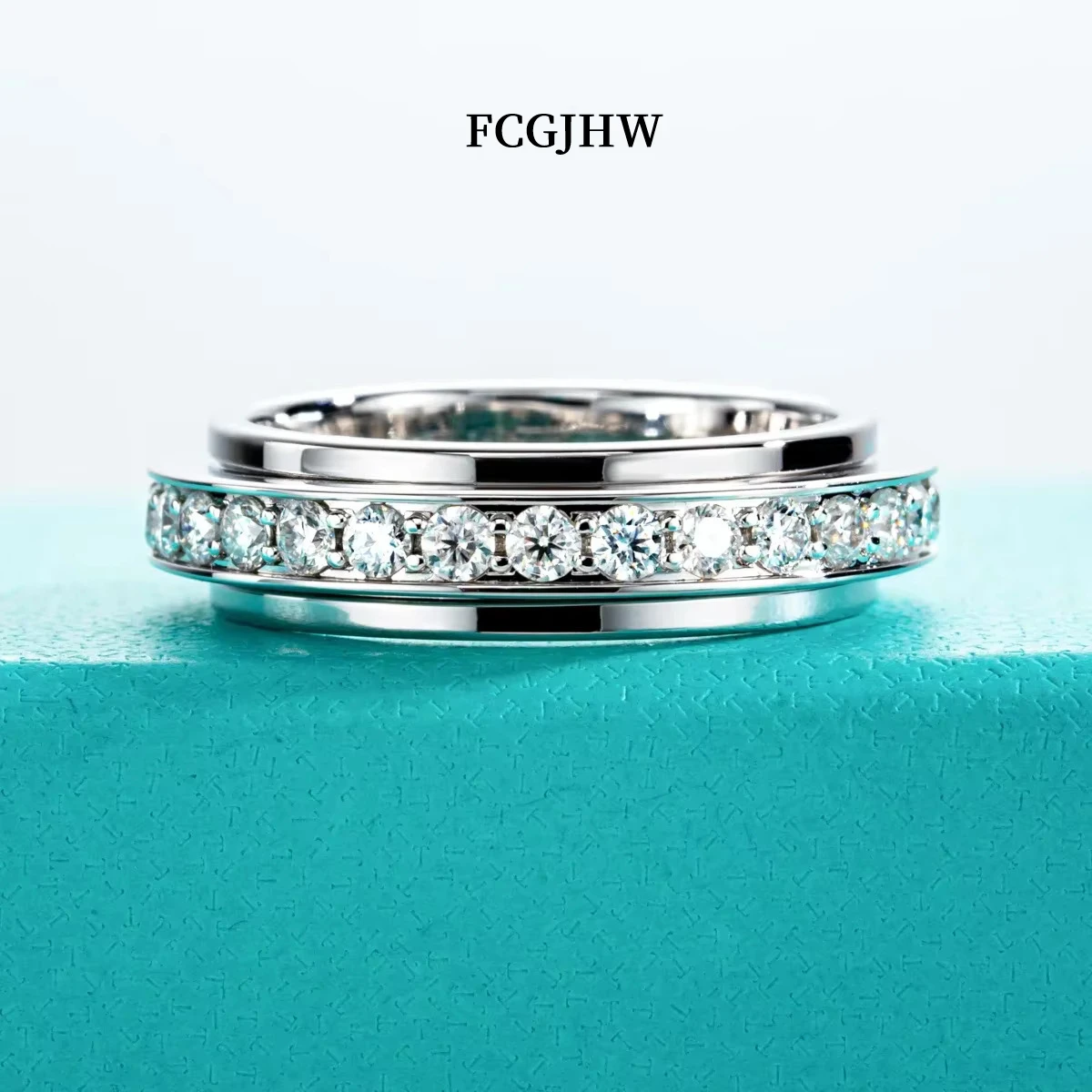 FCGJHW Moissanite Spinner Eternity Band Rings 14k Gold Plated Fidget Spinners Wedding Band Ring Jewelry Gifts Wholesale 2026