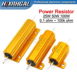 Résistance transporteurs inée d'alimentation en aluminium, coque en métal, 25W, 50W, 100W, 0.01-100K, 0.05, 0.1, 0.5, 1, 2, 6, 8, 10, 20, 200, 500, 1K, 10K, ohm, Nouveau