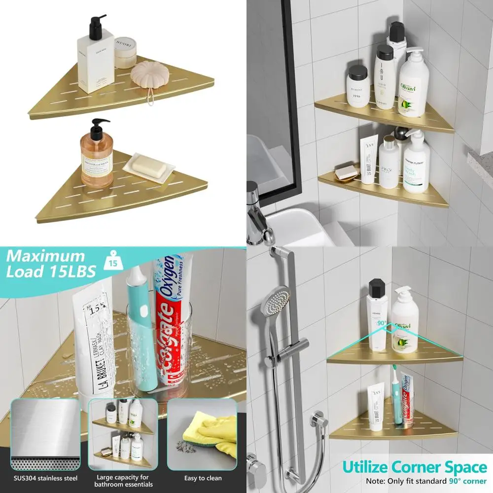 

Полка для душа из матовой нержавеющей стали 11,5 дюймов, встраиваемая без сверления, для ванной комнаты или облицованной плиткой стены, 2 штуки, держатель для шампуня