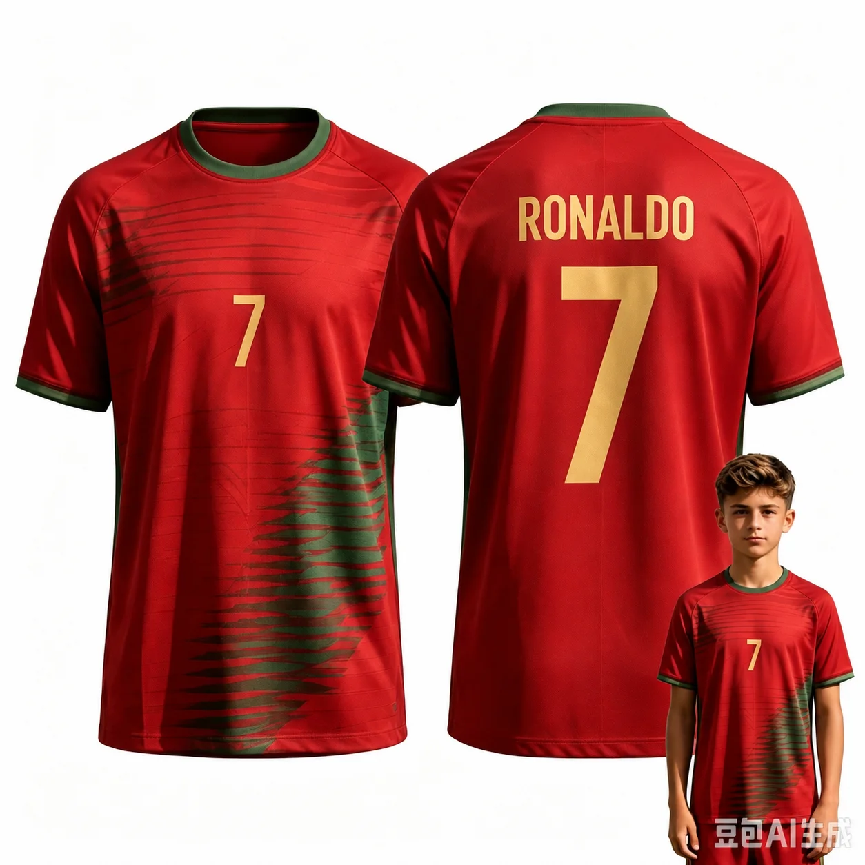 Cristiano Ronaldo Portugal Trikot Top Herren T-Shirt Damen T-Shirts Jungen Top Kinder Eltern-Kind Schnelltrocknend Kurzarm Kinder T-Shirt – Detail 4