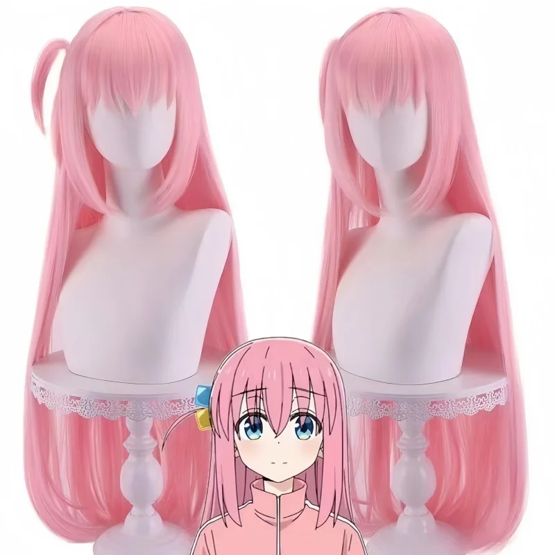 

Парик для косплея аниме для Bocchi the Rock Hitori готовая длинные прямые розовые волосы для женщин наряд на Хэллоуин (Hitori готовая)