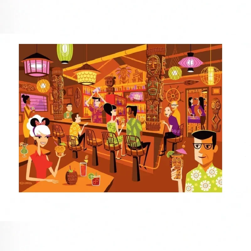 Josh Agle Shag The Enchanted Bar Print Art Canvas Poster For Living Room Decor Home Wall Picture