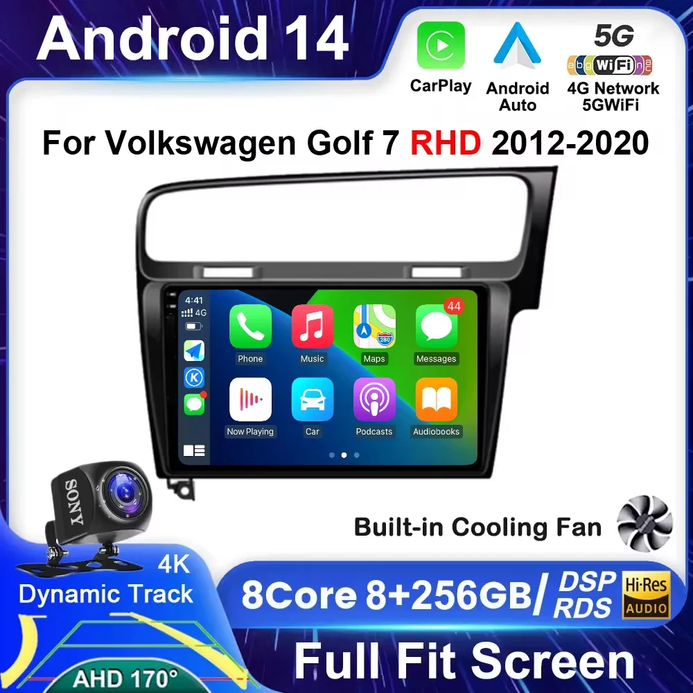 

Автомобильный мультимедийный плеер Carplay, стерео-система на Android 14 для Volkswagen VW Golf 7 2013-2020 MK7, с GPS, видеоплеером и навигацией