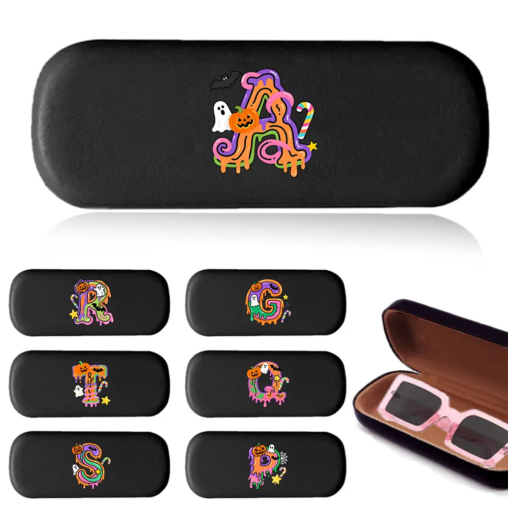 

High Quality Hard Glasses Case PU New Fashionable Myopia Glasses Storage Box Portable Outdoor Accessories Candy Letter Pattern