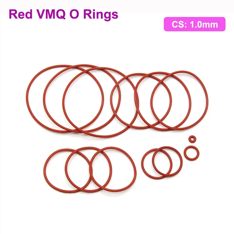 

50/100pcs Red VMQ O Ring Gasket Thickness CS1mm OD 3 ~ 50mm Food Grade Waterproof Washer Round O Shape Silicone Rubber Rings