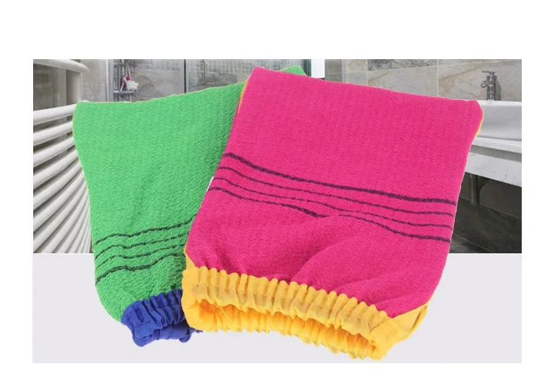 1 Pc Random Color Shower Spa Exfoliator Two-sided Bath Glove Body Cleaning Shower Gloves  Scrubbing Gloves