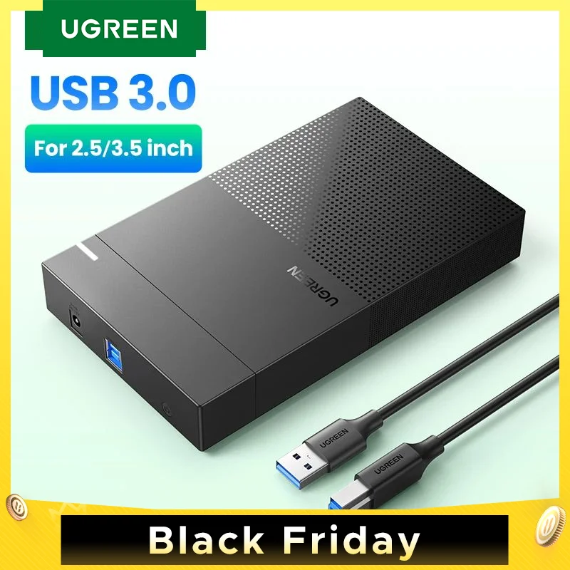 UGREEN HDD Case 3.5 2.5 External Hard Drive Enclosure for 3.5 2.5 Inch SATA SSD HDD UASP USB 3.0 to SATA III Hard Drive SSD Case