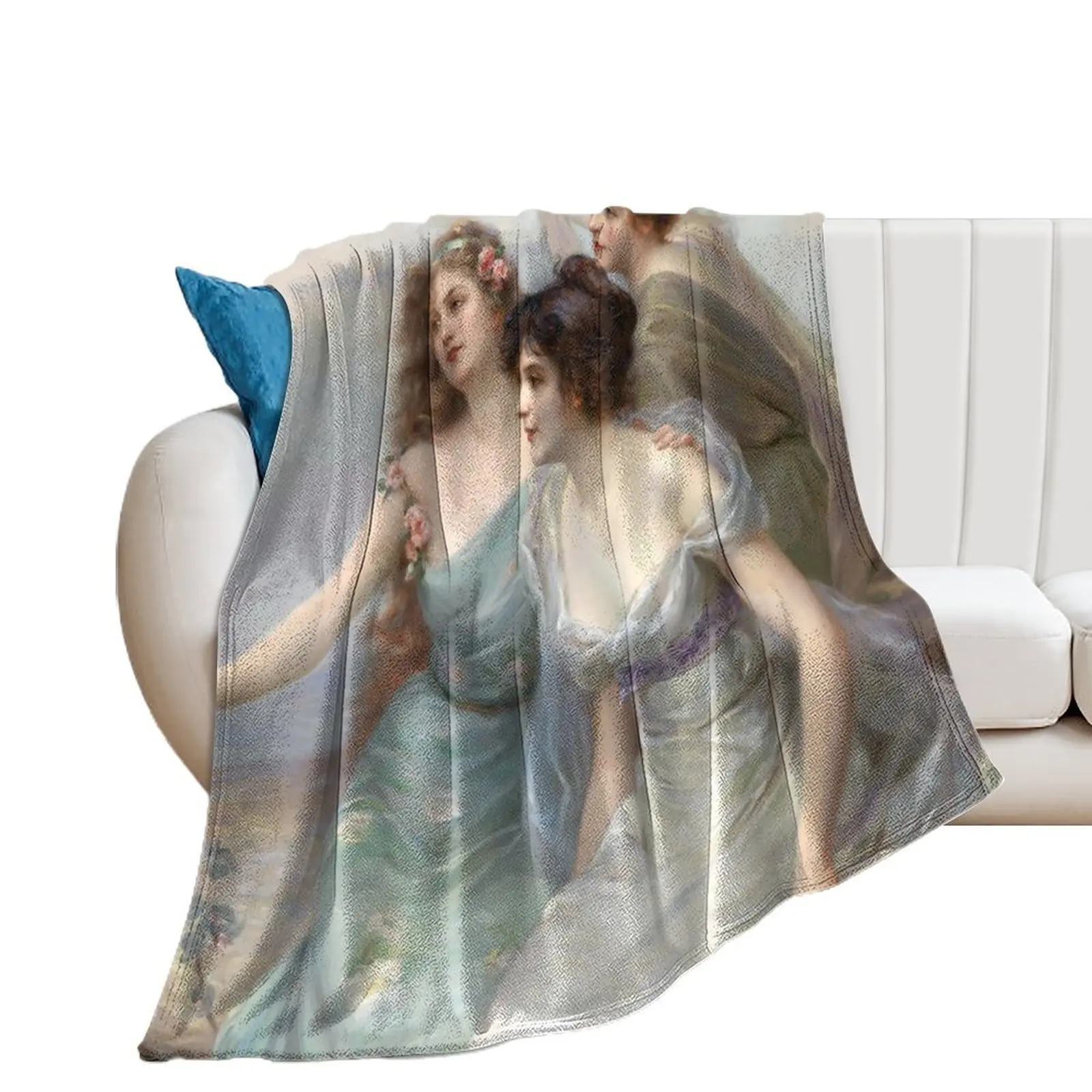 

Detail of The Three Graces by Edouard Bisson Throw Blanket Polar valentine gift ideas Large Blankets For Sofas Blankets