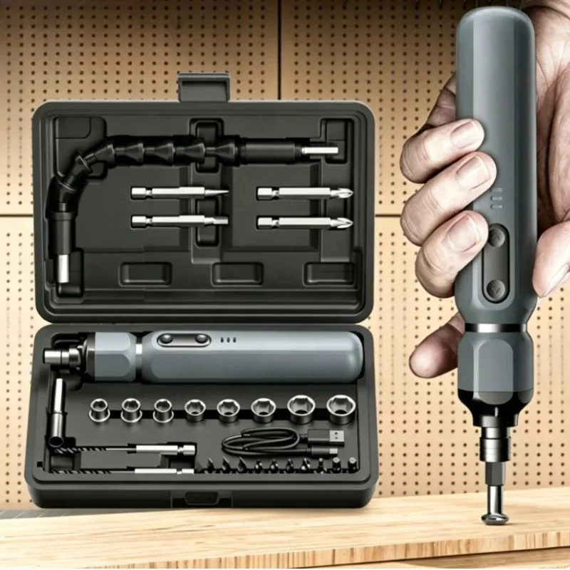OULAIDE Electric Screwdriver Set Portable Compact Power Tool Rechargeable Magnetic Small Bit Household Maintenance Repair Tools