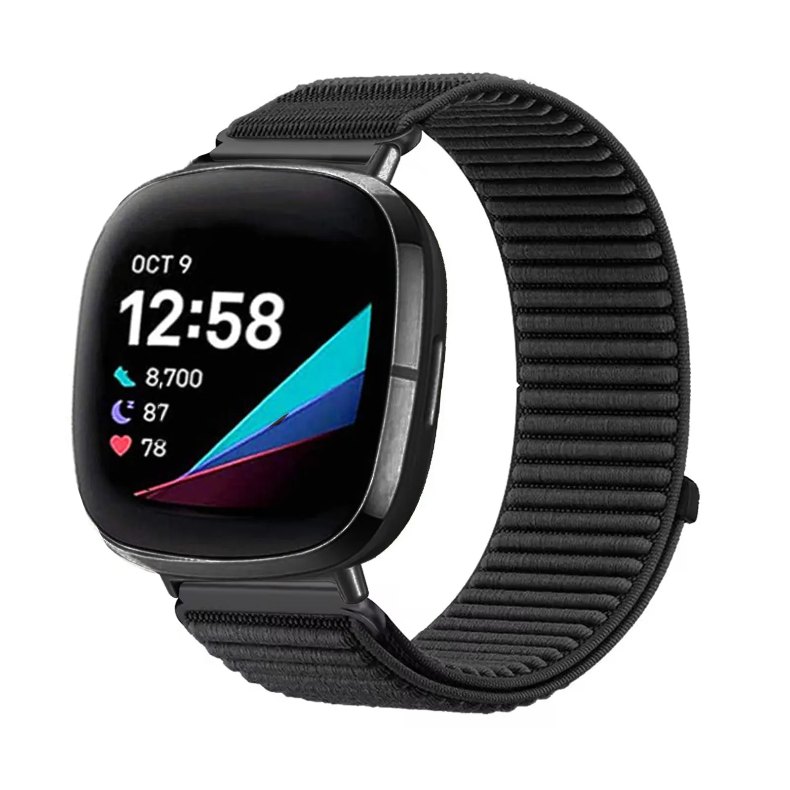 Nylonbänder für Fitbit Versa 4/Versa 3/Sense/Sense 2-Band, elastisches, weiches Nylonband mit Klettverschluss