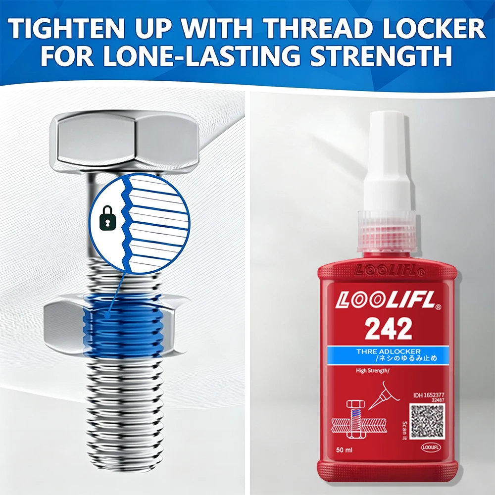Loolifl High Strength Thread Locking Glue Anti Vibration Oilproof Thread Sealer Fix Loose Bolts Nuts Car Maintenance Adhesive - view 4