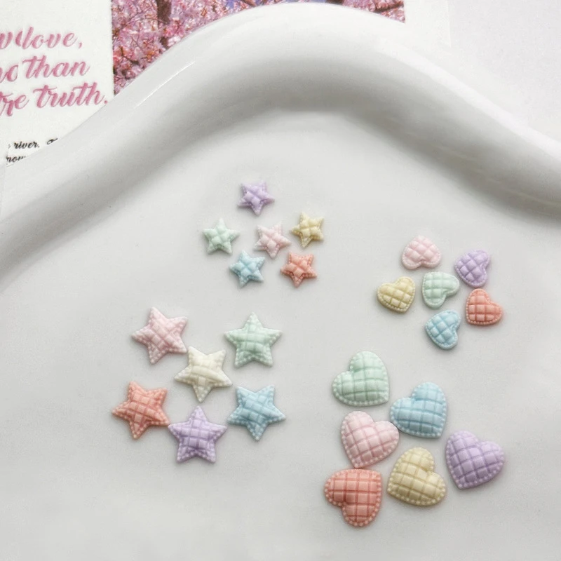 50pcs Flat Bottomed Pentagram Nail DIY Accessory Macaron Love Nail Diamond Decorative Girl's Colorful Nail Salon Accessories