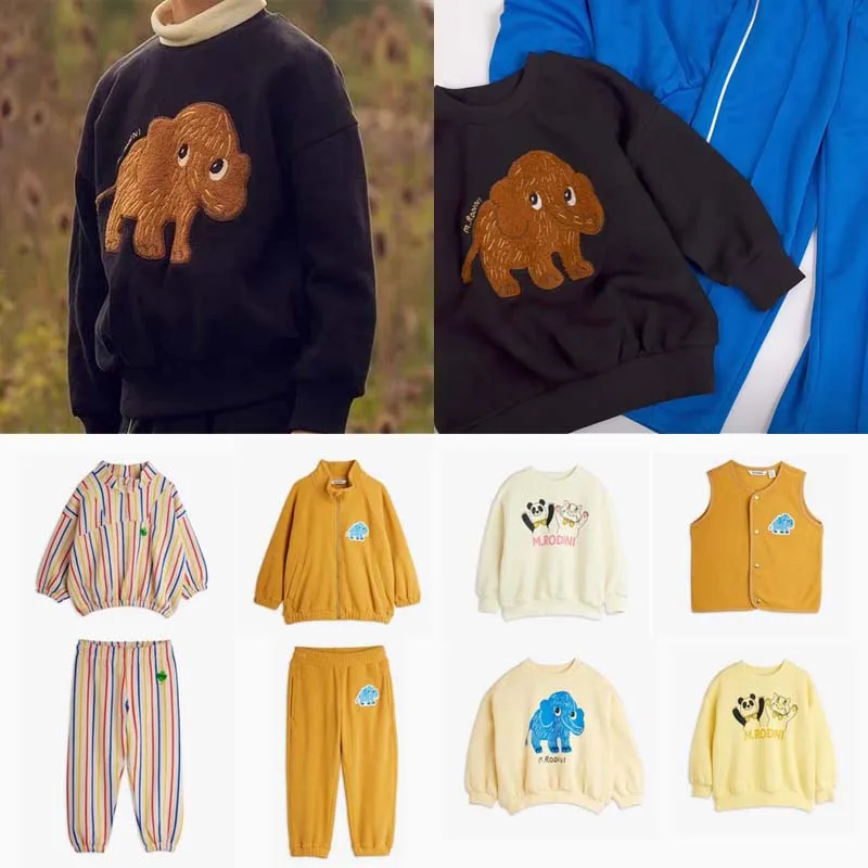 

PER-SALE 2025 Autumn MR Baby Girls Sweatshirts Boys Striped Pants Print Cartoon Elephant Children Sweatshirt Baby Boy Clothes