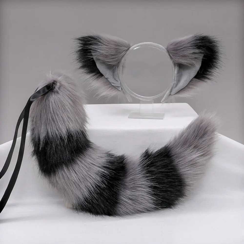 고양이 귀 플러시 고양이 꼬리와 귀 세트 고양이 꼬리 플러시 할로윈 코스프레 액세서리 버클 포함 사진 소품