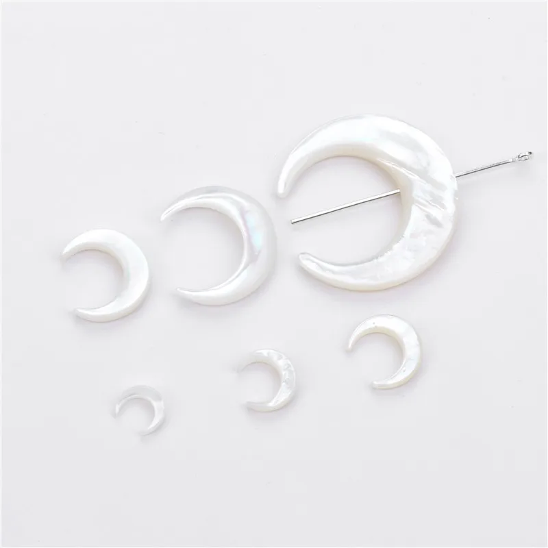 Dijes de concha blanca de media luna, colgante de nácar Natural, fabricación de joyas DIY, collar y pendientes