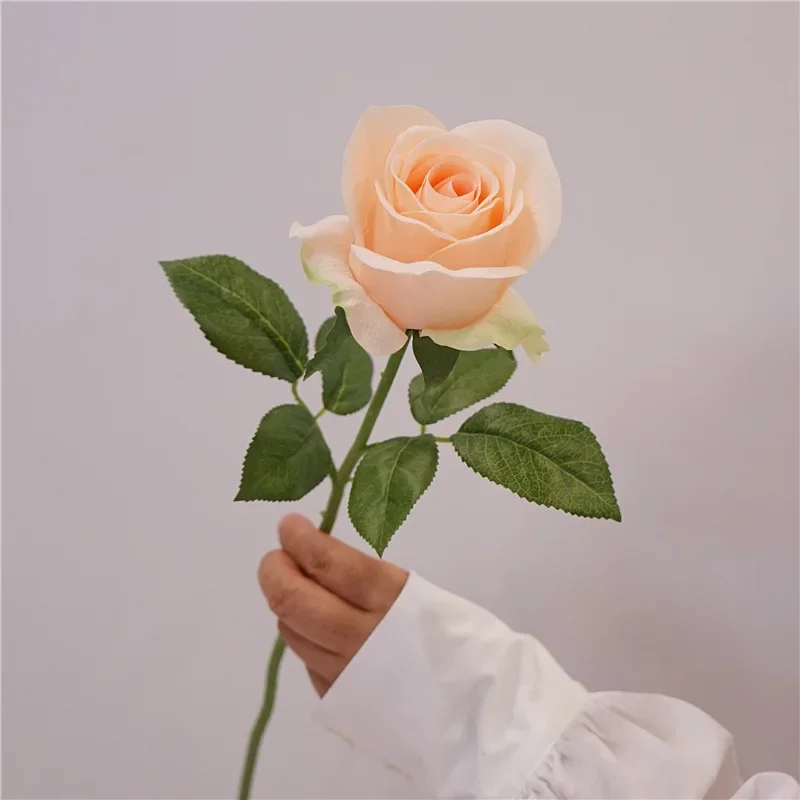 

5Pcs Artificial Moisturizing Rose Flower Real Touch Roses Bridal Bouquet Wedding Decor Floral Party Home Decoration Accessories