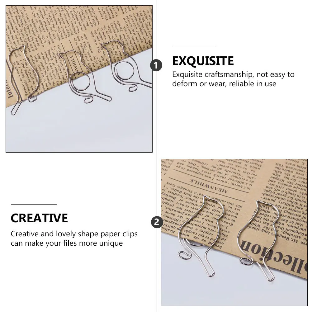 

20Pcs Stylish Clamps Unique Lovely Metal Clips for Documents Bills Letters Reports Home Office Use Metal Clips