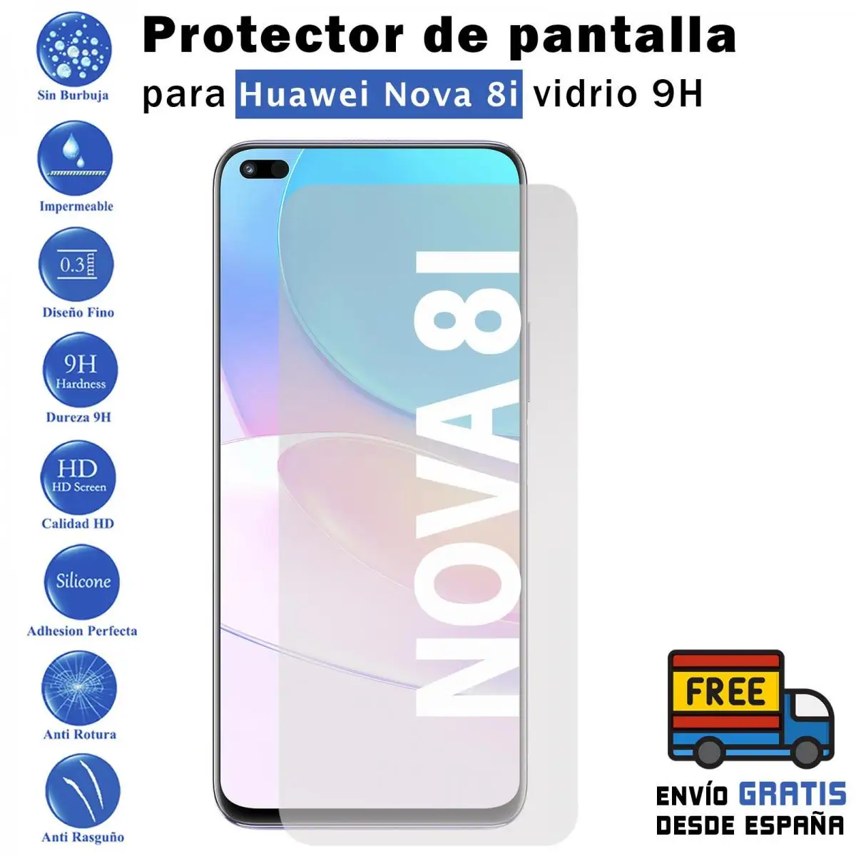 Huawei Nova 8i tempered glass 9H screen Protector for mobile-Todotumovil