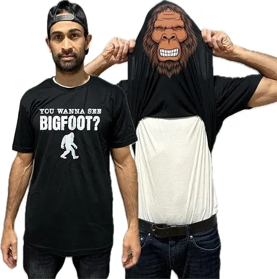 Willst du Bigfoot sehen? Lustiges Flip-Shirt Sasquatch T-Shirt - Bigfoot Shirt - Y2k Humor Neuheitengeschenk für Männer Weiches Baumwoll-T-Shirt – Detail 7