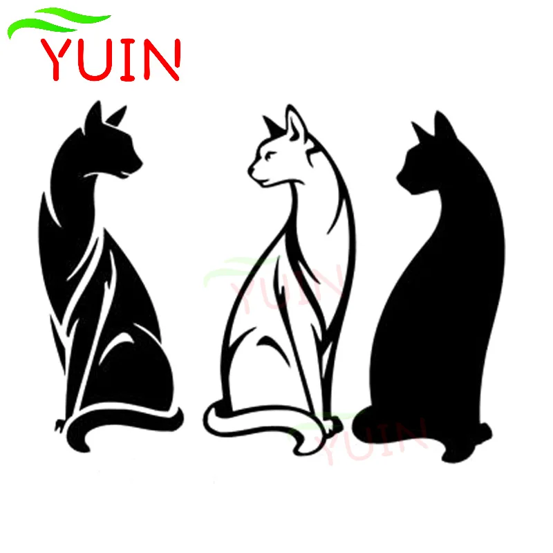 YUIN Cute Cat Animal Classic Car Decals Fashion Body Window Decoration PVC Waterproof Sunscreen Stickers Can Be Customized Color