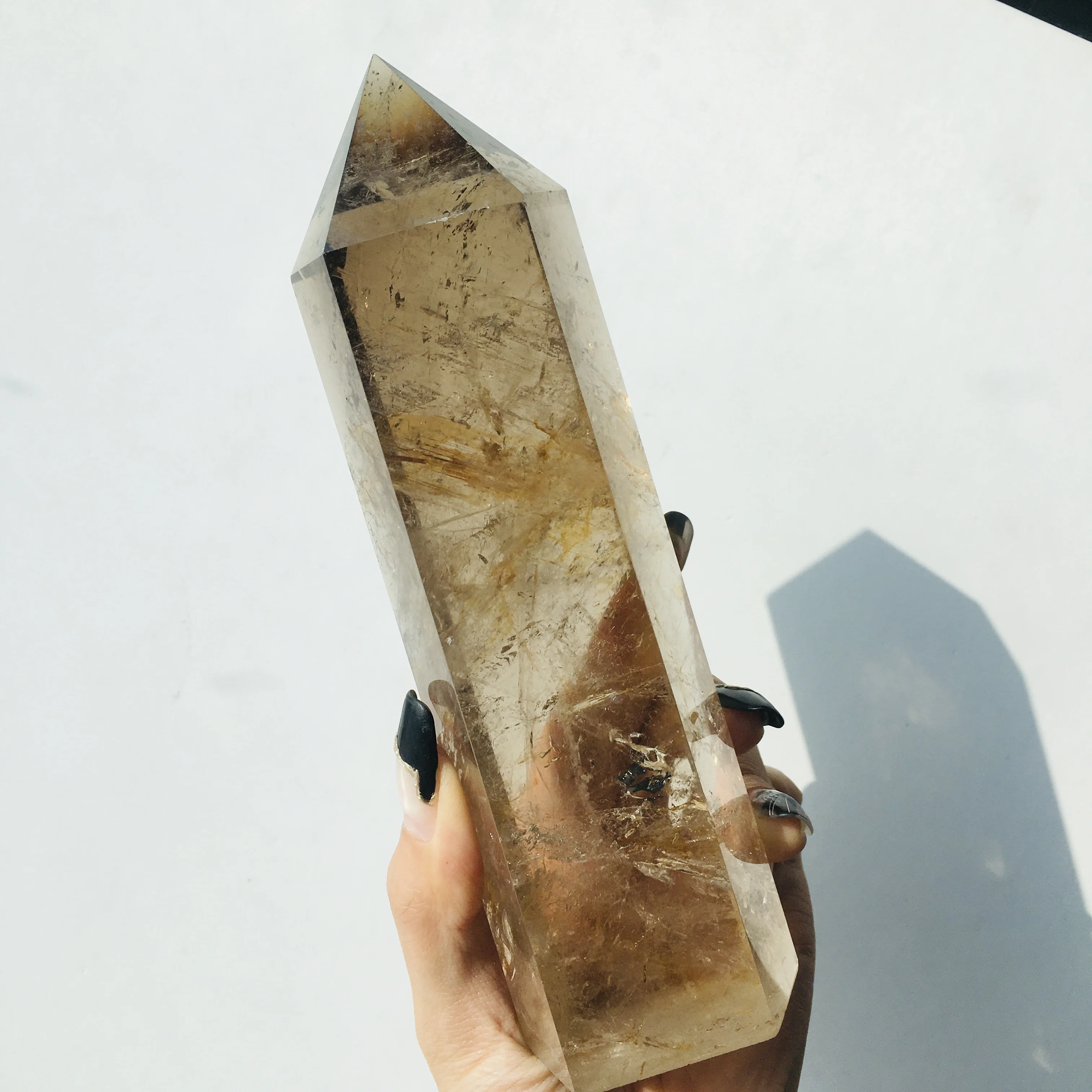 1Pc Large Natural Crystal Tower Smoky Quartz Hexagonal Prism Energy Gem Magic Wand Treatment Decoration