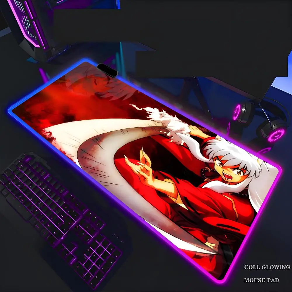 

B-Beautiful L-Inuyashas Anime Mouse Pad Mousepad Rgb Mouse g pro x superlight 2 Pad Gaming Backlight Pc Accessories Gamer Keyboa