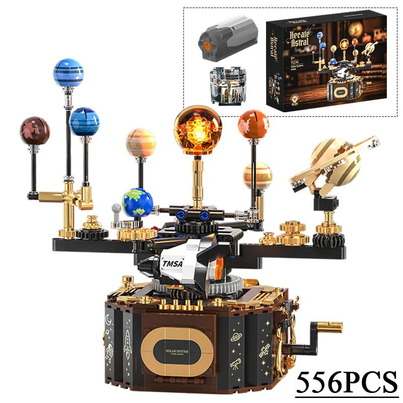 Kreatives 556-teiliges Sonnensystem-Orbit-Universalreise-Bausteine-Set, mechanische Weltraum-Galaxie-MOC-Steine, Lernspielzeug, Geschenk