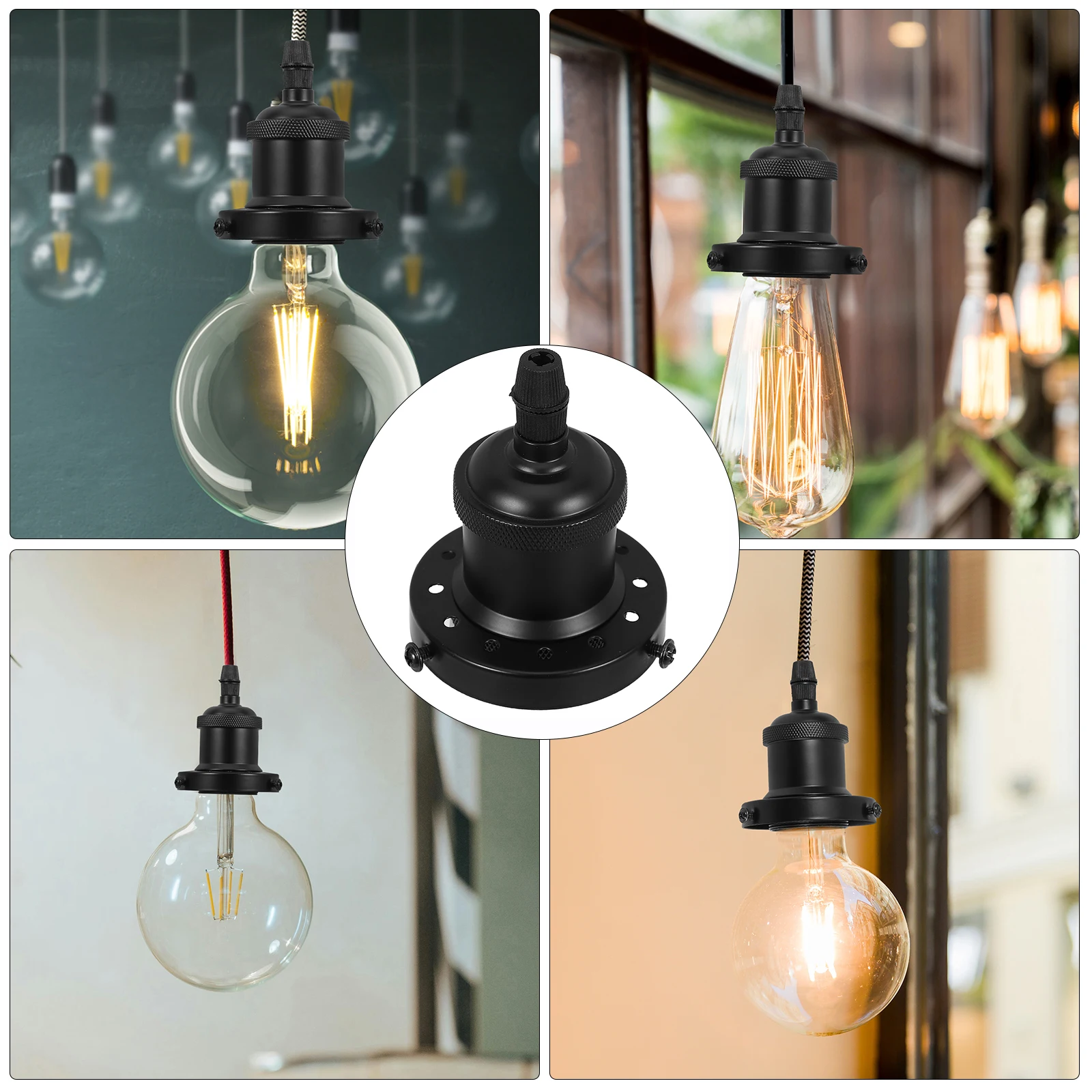 

Retro Aluminum Lamp Head Vintage Pendant Light Sockets Hanging Holder Bulb for