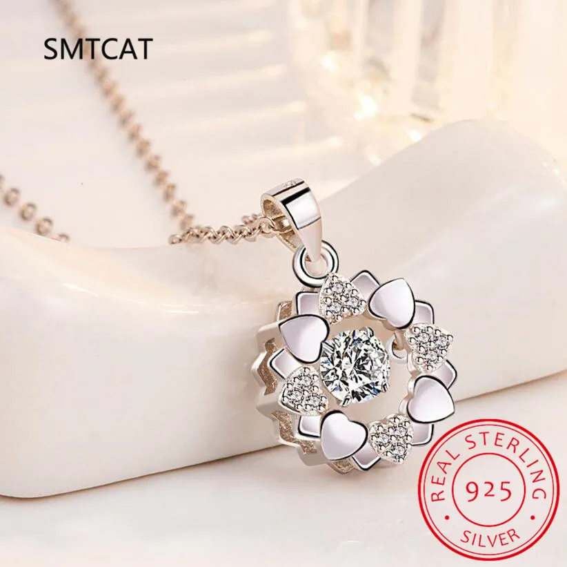 1/0.8 CT Moissanite Pendant For Women Simulated Diamond Necklace S925 Sterling Silver Jewelry Girl Valentine\'s Day Gift