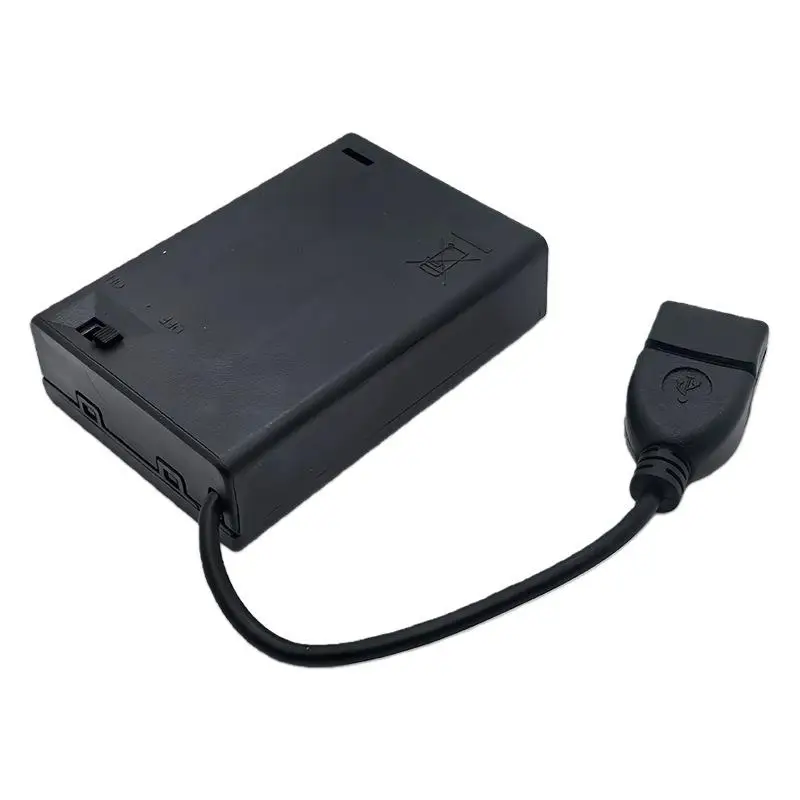68.8*48.3*18.6mm USB Mini Power Supply Battery Box With Cover And Switch 3 X AA USB Battery Box For 4.5V LED Strip Lights