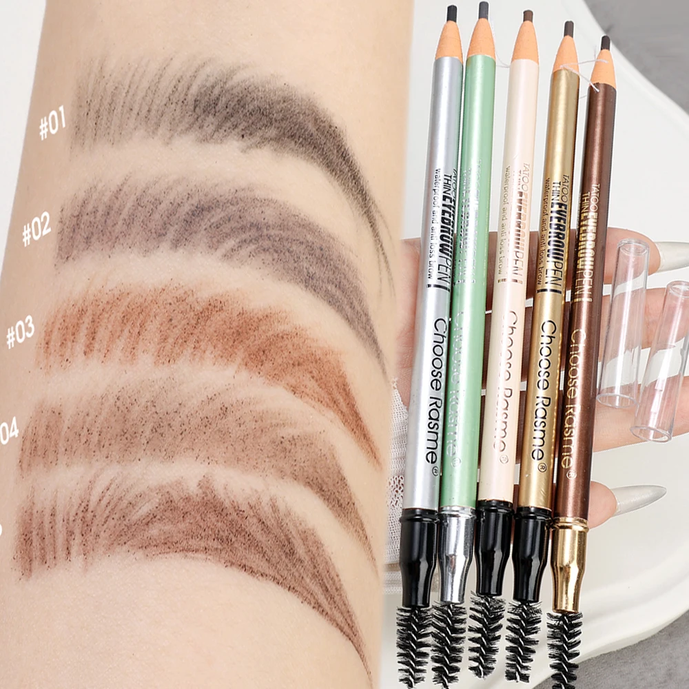 Non-Smudged Eyebrow Pencil 5colors Waterproof Brow Tattoo for Eyebrows Enhancer Dye Tint Pen with Brush Lasting Eyes Cosmetics