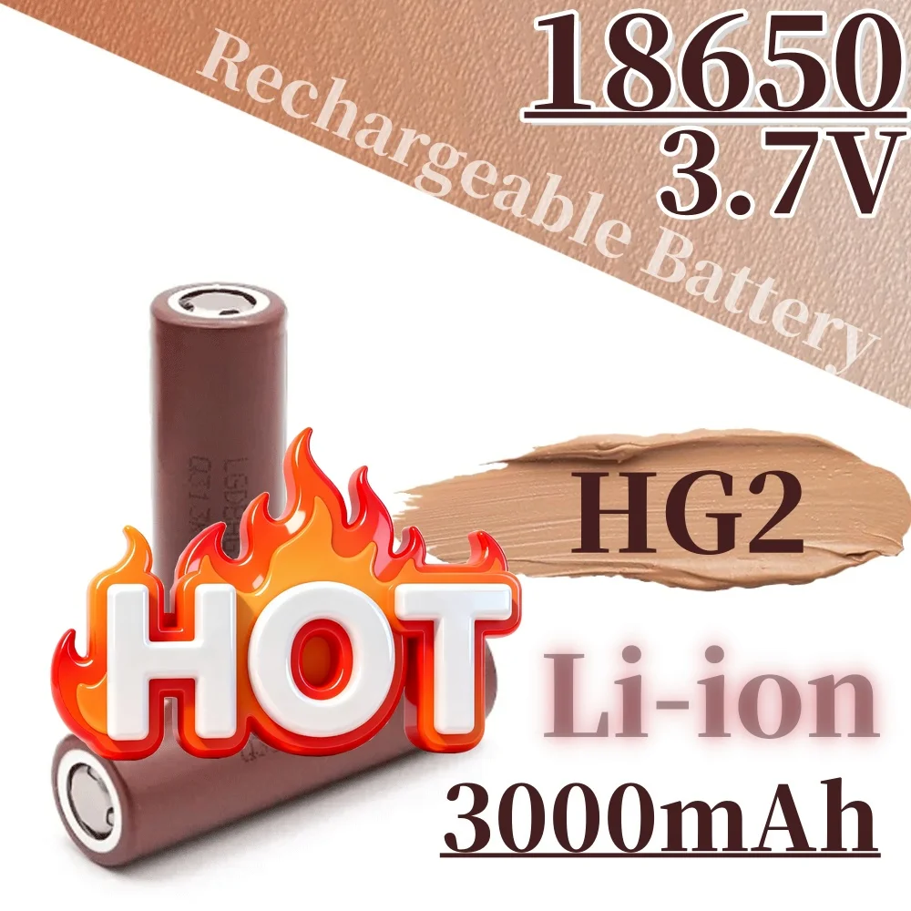 100% New HG2 18650 3000mAh Rechargeable Battery 18650HG2 3.7V Discharge 20A Max 35A Power Batteries+charger