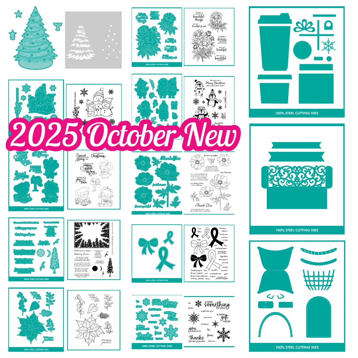 

2025 New Basket of All Seasons Forest Frame Dies Stencils Scrapbooking Flower Snowflake Gift Die Stamps DIY Christmas Craft Card